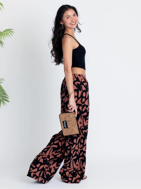 a new day Pants - a new day Black and Rust Abstract Wide Leg Pants